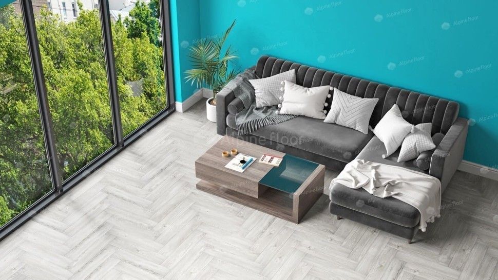 Виниловая плитка "Alpine Floor" Parquet LVT Снежный (590*118*2,5 мм) — купить в Москве