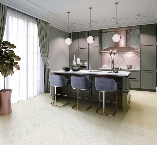 Виниловый ламинат SPC "Cronafloor" Herringbone Дуб Нант (640*128*4,5 мм) — купить в Москве