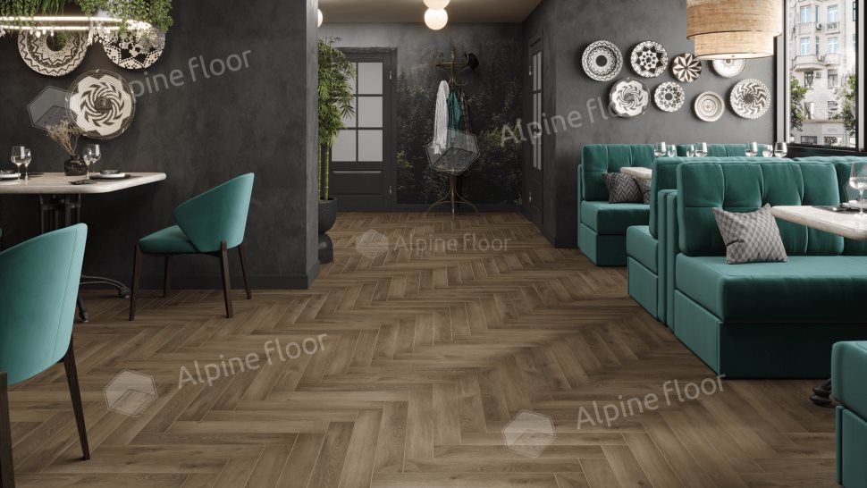 Ламинат "Alpine Floor" Herringbone 12 PRO Дуб Анжу (606*101*12 мм) — купить в Москве