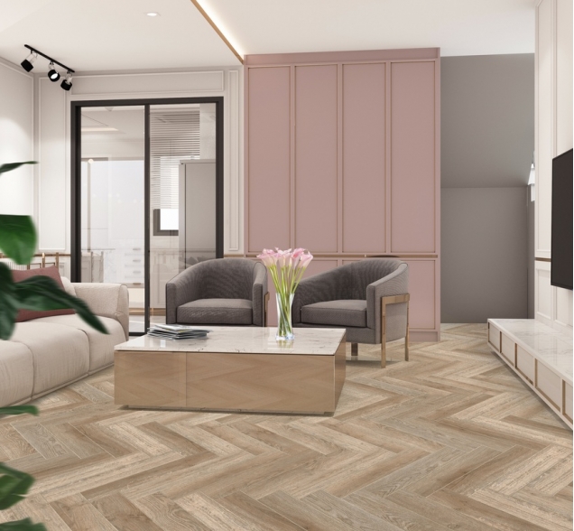 Виниловый ламинат SPC "Cronafloor" Herringbone Дуб Лилль (640*128*4,5 мм) — купить в Москве