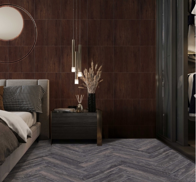 Виниловый ламинат SPC "Cronafloor" Herringbone Дуб Бордо (640*128*4,5 мм) — купить в Москве