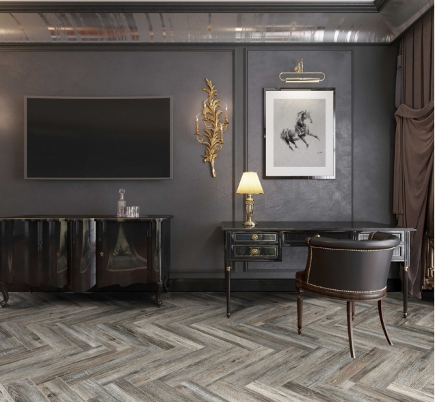 Виниловый ламинат SPC "Cronafloor" Herringbone Дуб Реймс (640*128*4,5 мм) — купить в Москве