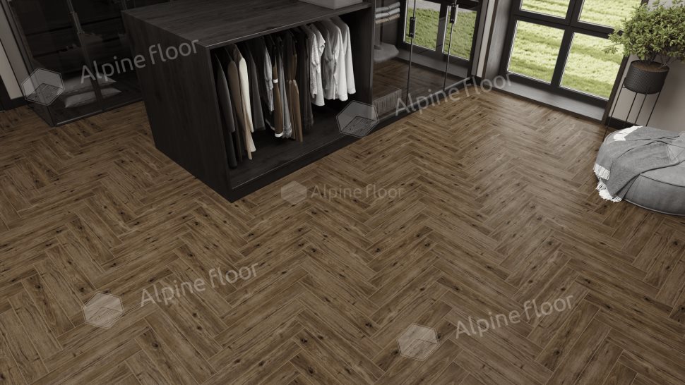 Ламинат "Alpine Floor" Herringbone 12 PRO Дуб Бордо (606*101*12 мм) — купить в Москве
