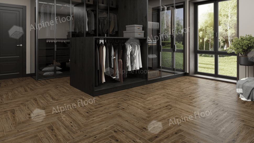 Ламинат "Alpine Floor" Herringbone 12 PRO Дуб Бордо (606*101*12 мм) — купить в Москве