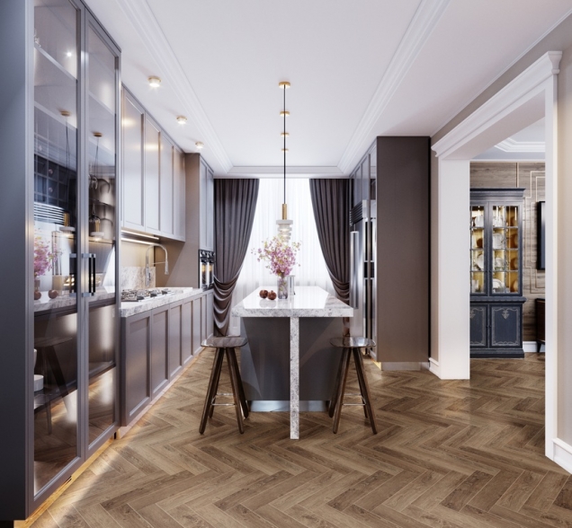 Виниловый ламинат SPC "Cronafloor" Herringbone Дуб Тулуза (640*128*4,5 мм) — купить в Москве