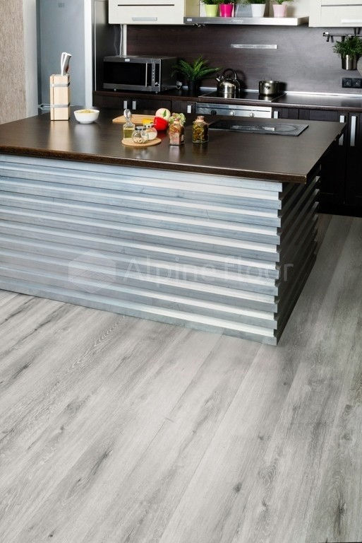 Замковая ПВХ плитка "Alpine Floor" Ясень Серый  (1220*183*4мм) — купить в Москве