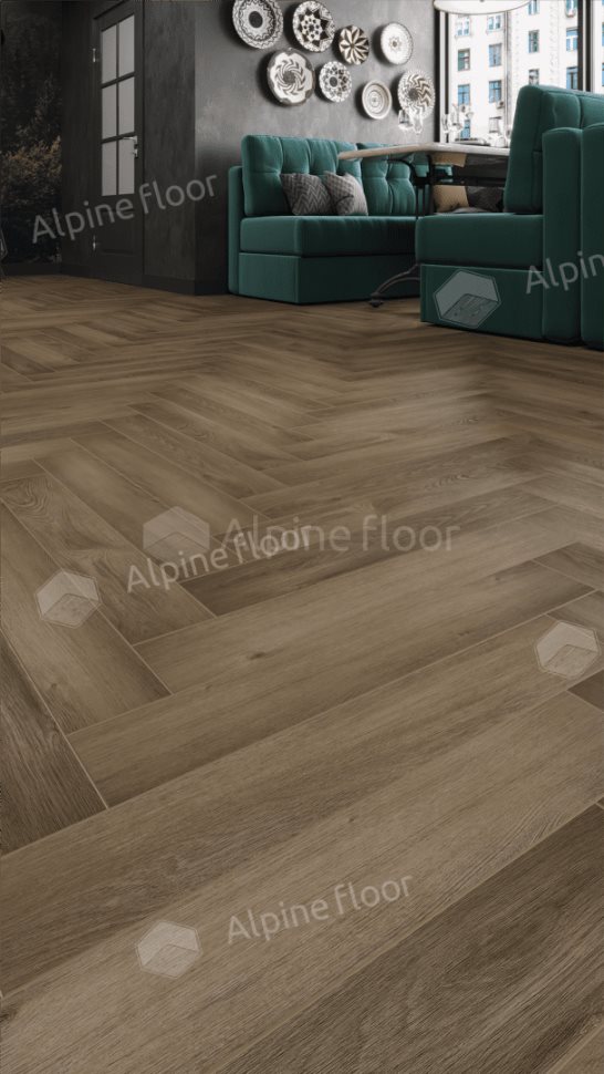 Ламинат "Alpine Floor" Herringbone 12 PRO Дуб Анжу (606*101*12 мм) — купить в Москве